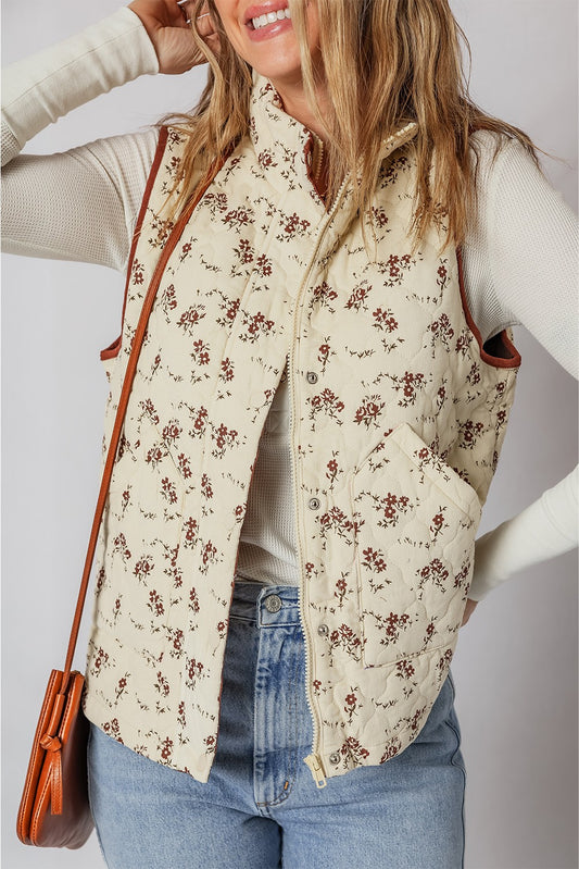 The Stitched Garden Puff Zip Vest (S-XL)