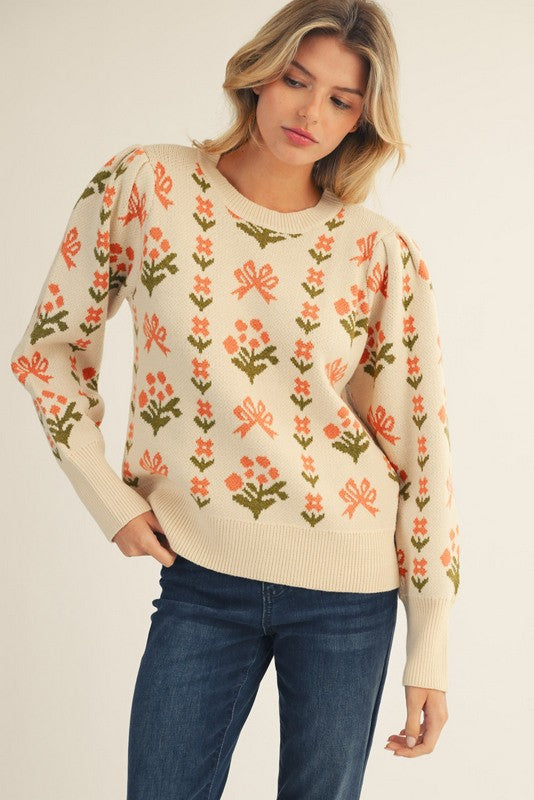 Floral Stitch Pullover