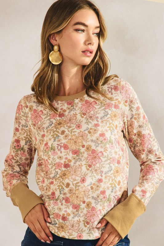 Sweet Sprig Waffle Knit Top (S-XL)