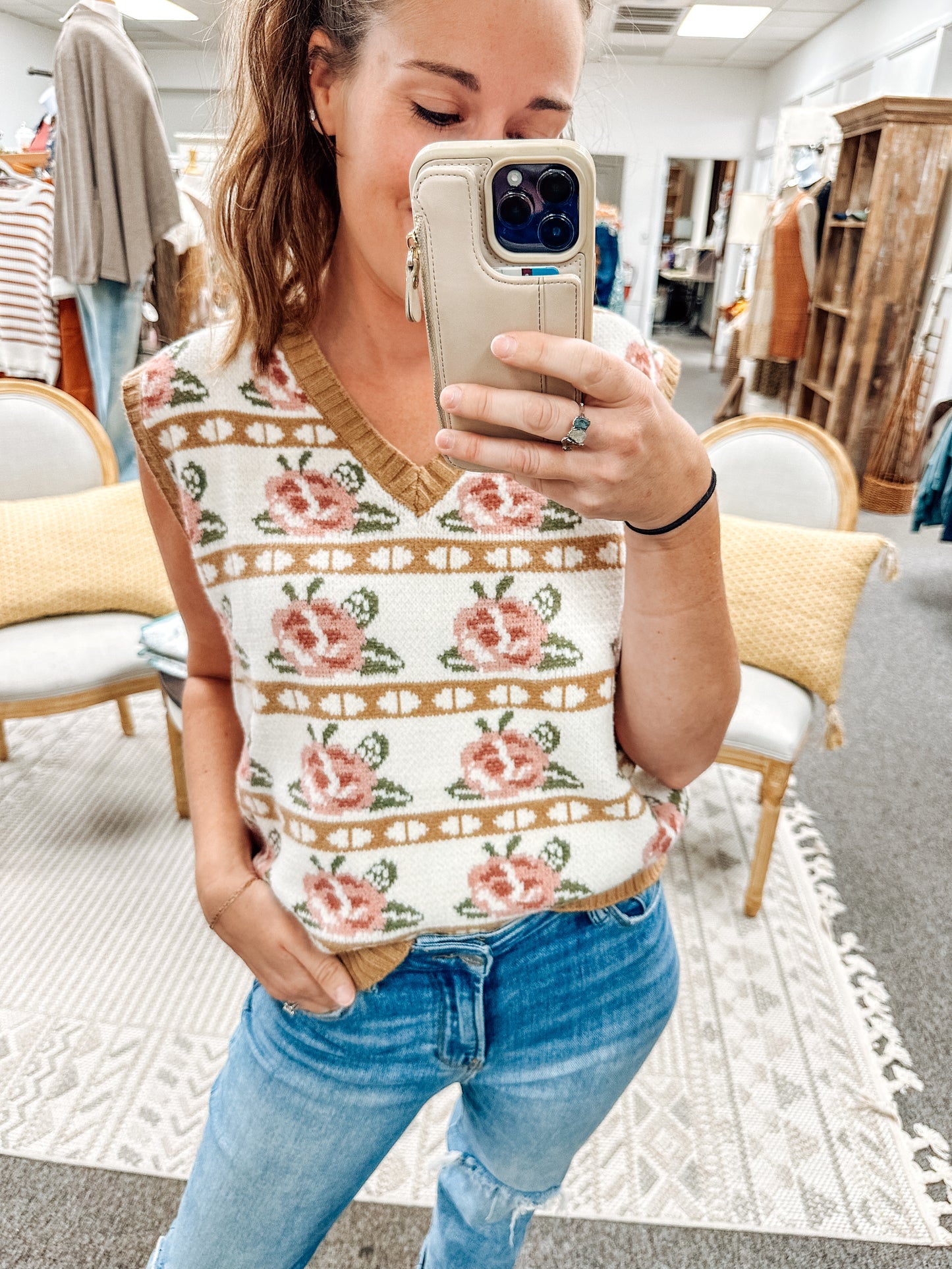 Rose Fairisle Sweater Vest (S-XL)