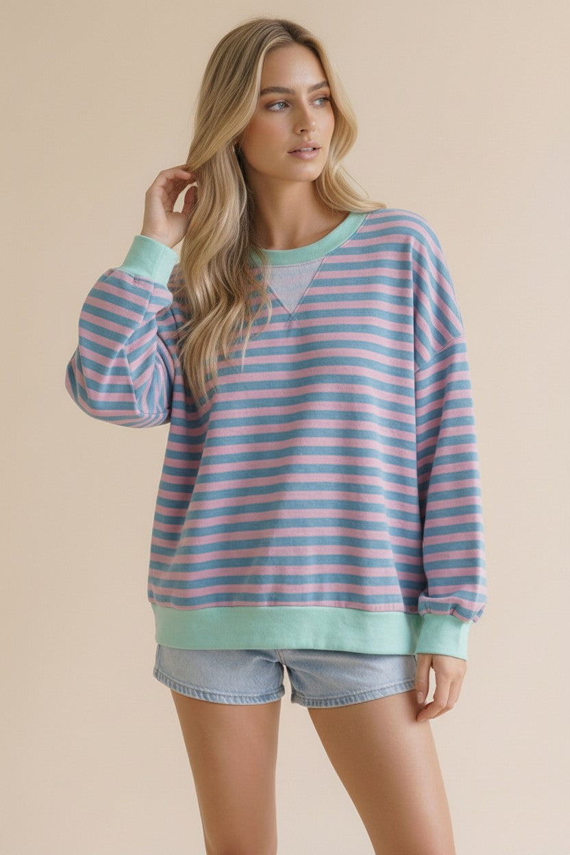 Pastel Tide Striped Pullover (S-3X)