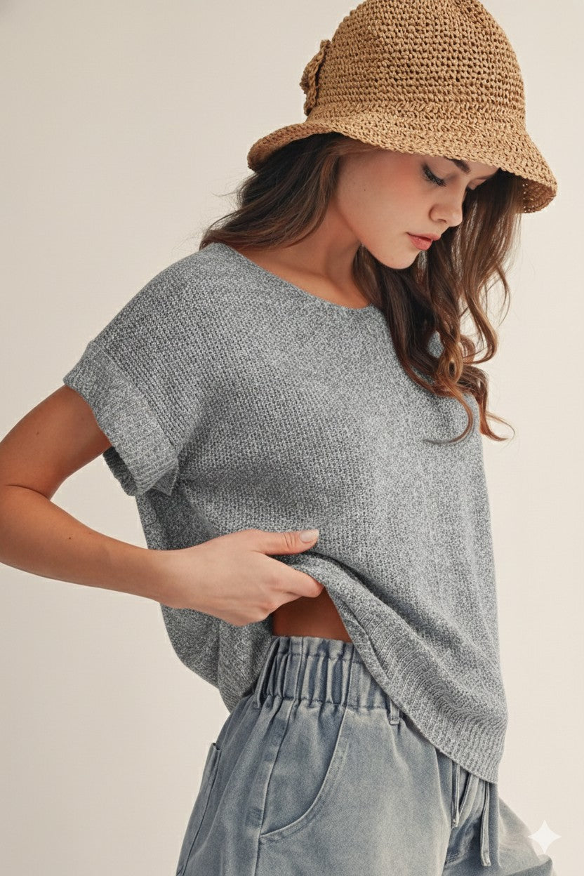 Stormy Skies Knit Pullover Top (S-XL)