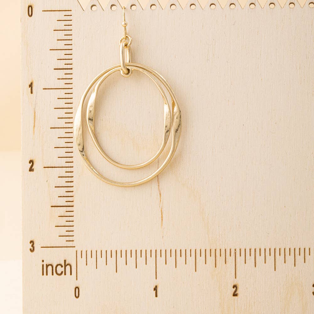Matte Twisted Double Oval Hoop Drop Earrings