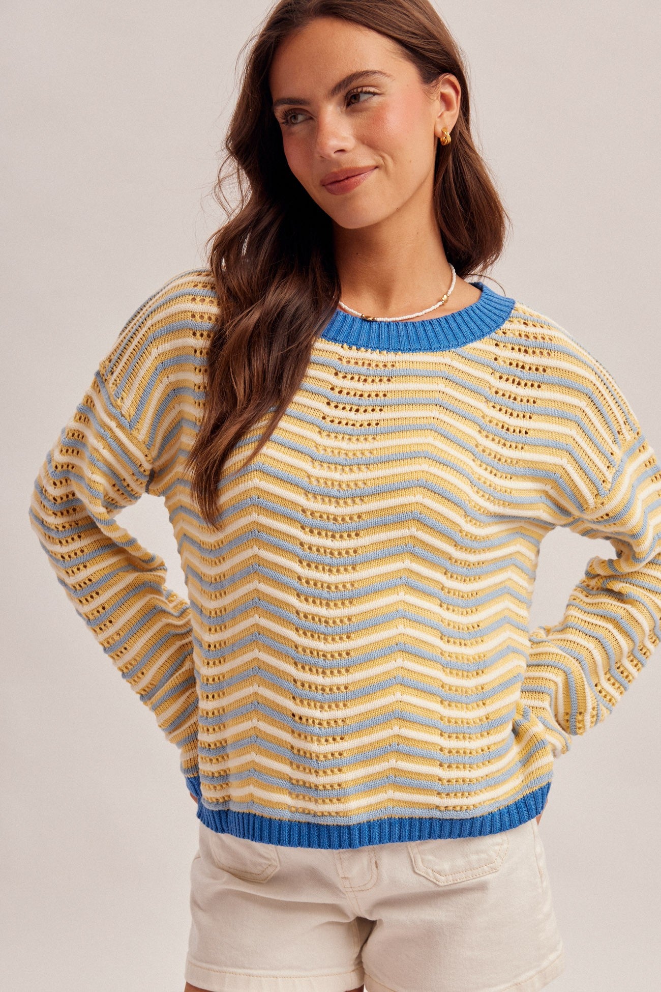 Coastal Calm Open Knit Sweater