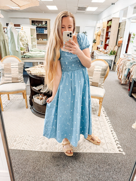 The Elodie Embroidered Midi Dress (S-3X)