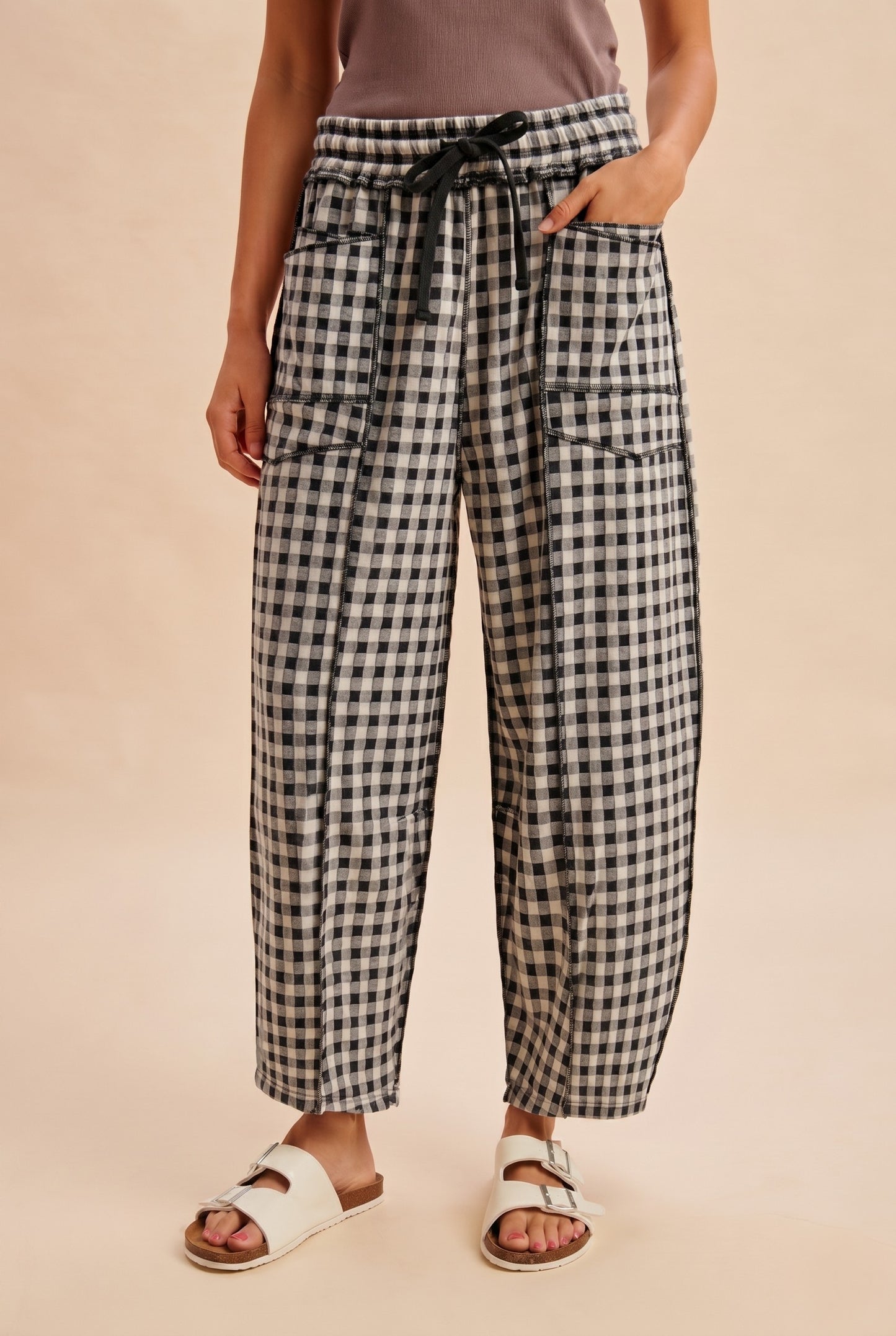 Cozy Contrast Brushed Barrel Knit Pants (S-XL)