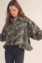 On the Hunt Ruffled Button Up (S-XL)