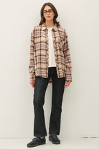 The Backroad Plaid Button Down-Taupe