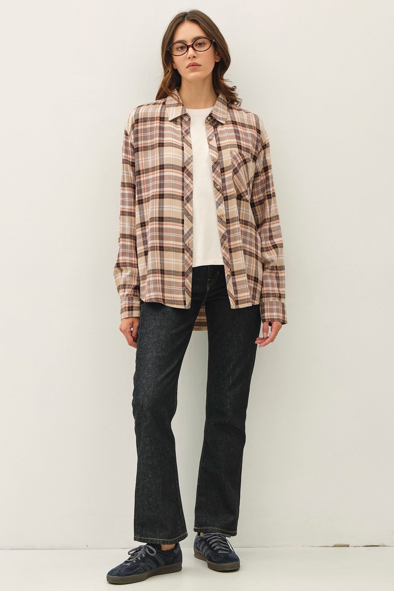 The Backroad Plaid Button Down-Taupe