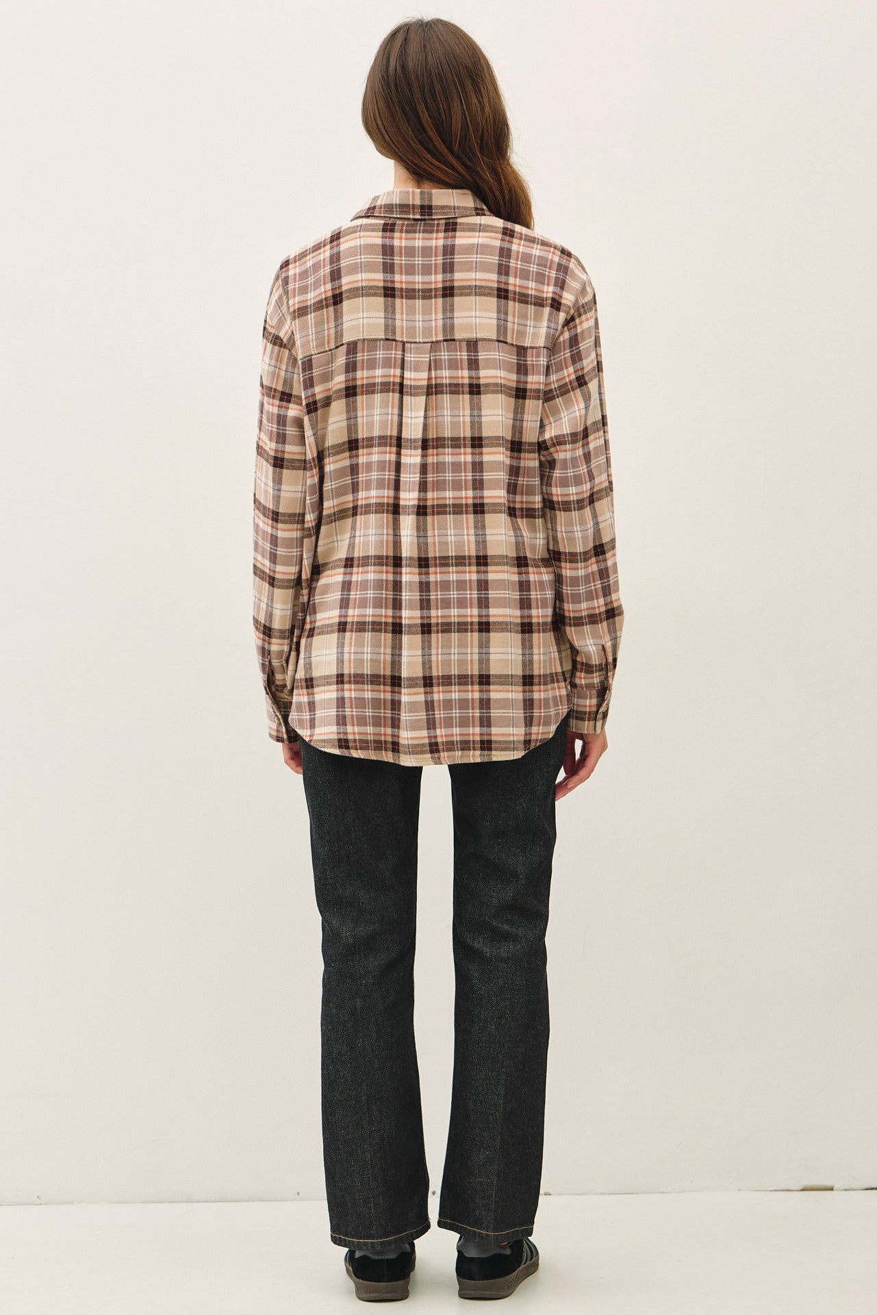 The Backroad Plaid Button Down-Taupe