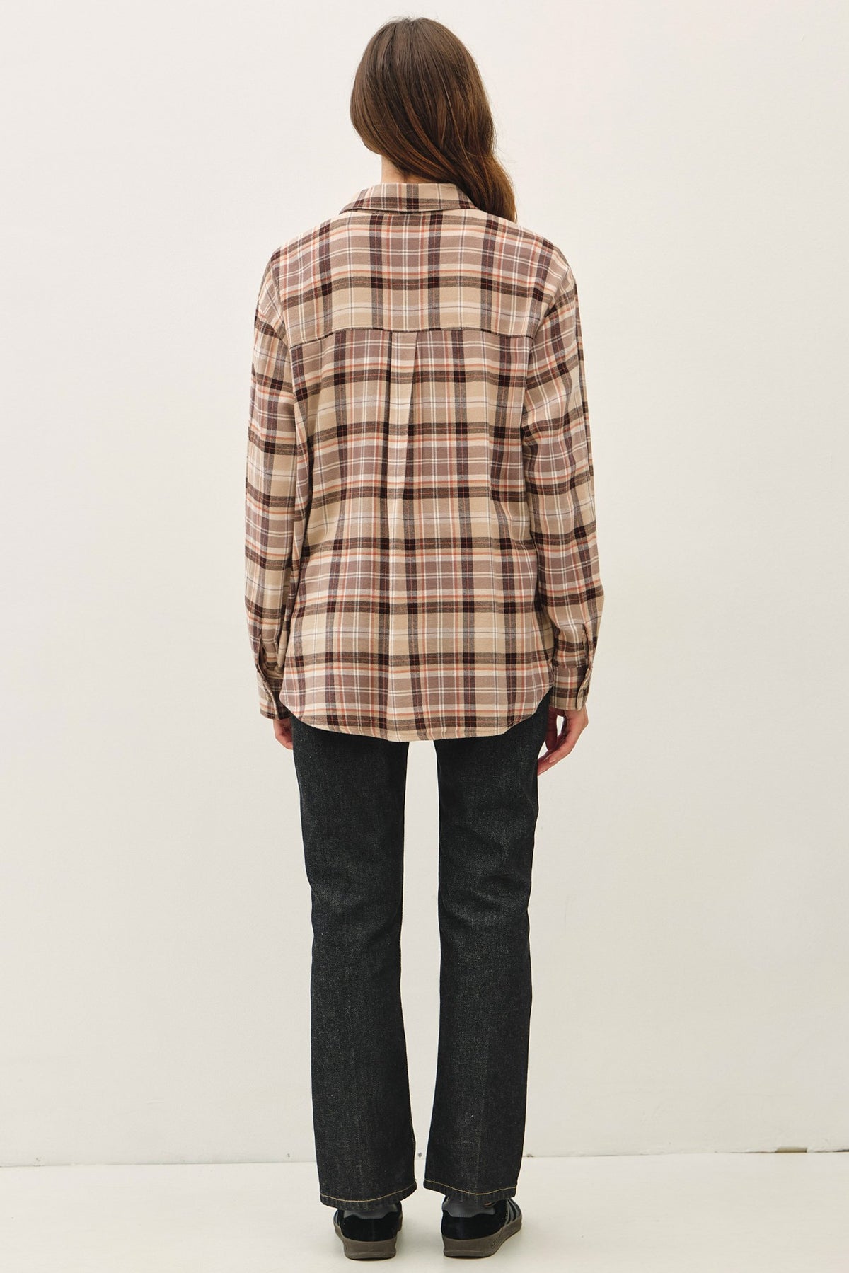 The Backroad Plaid Button Down-Taupe
