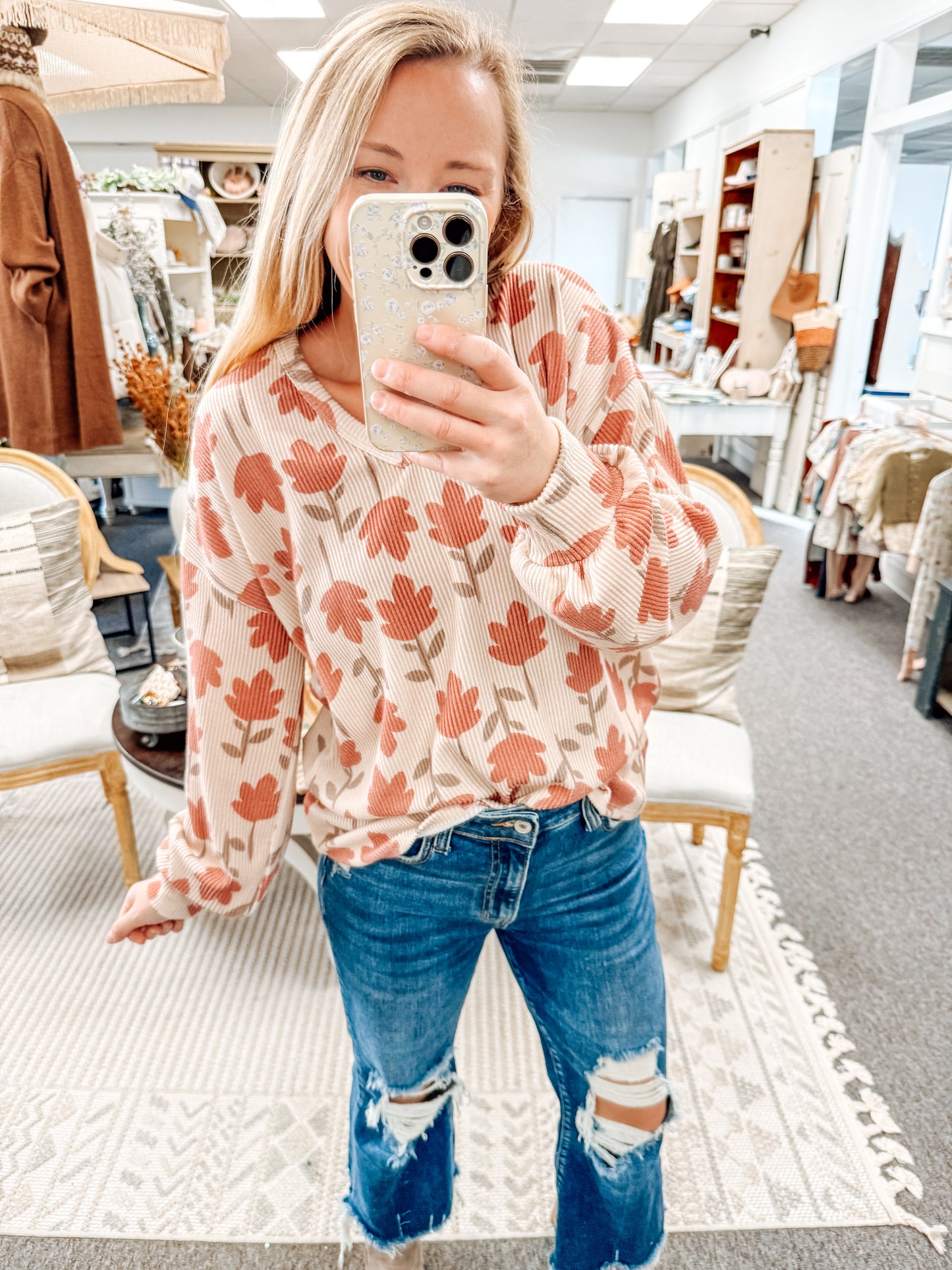 Bloom All Over Ribbed Top (S-XL)