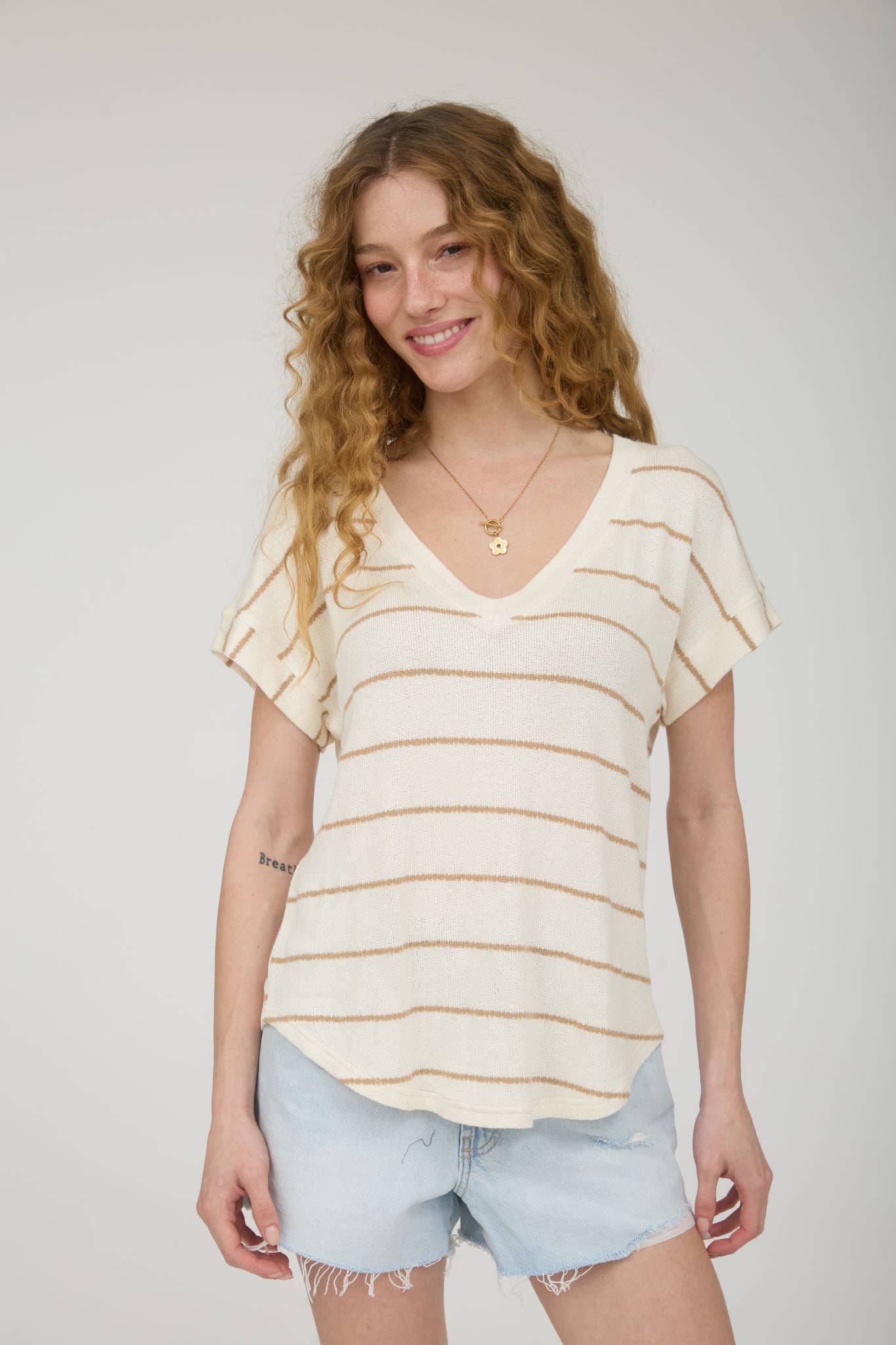 In the Lines V-Neck Top