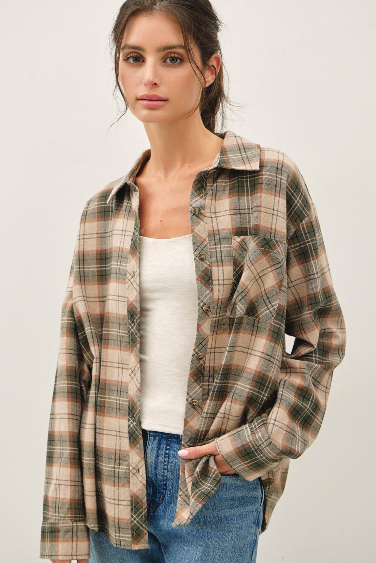The Backroad Plaid Button Down-Forest