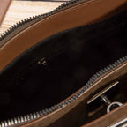 Pouch Style Turn Lock Detail Suede Shoulder Bag