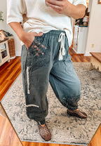 Meadow Days Sage Patchwork Crochet Joggers