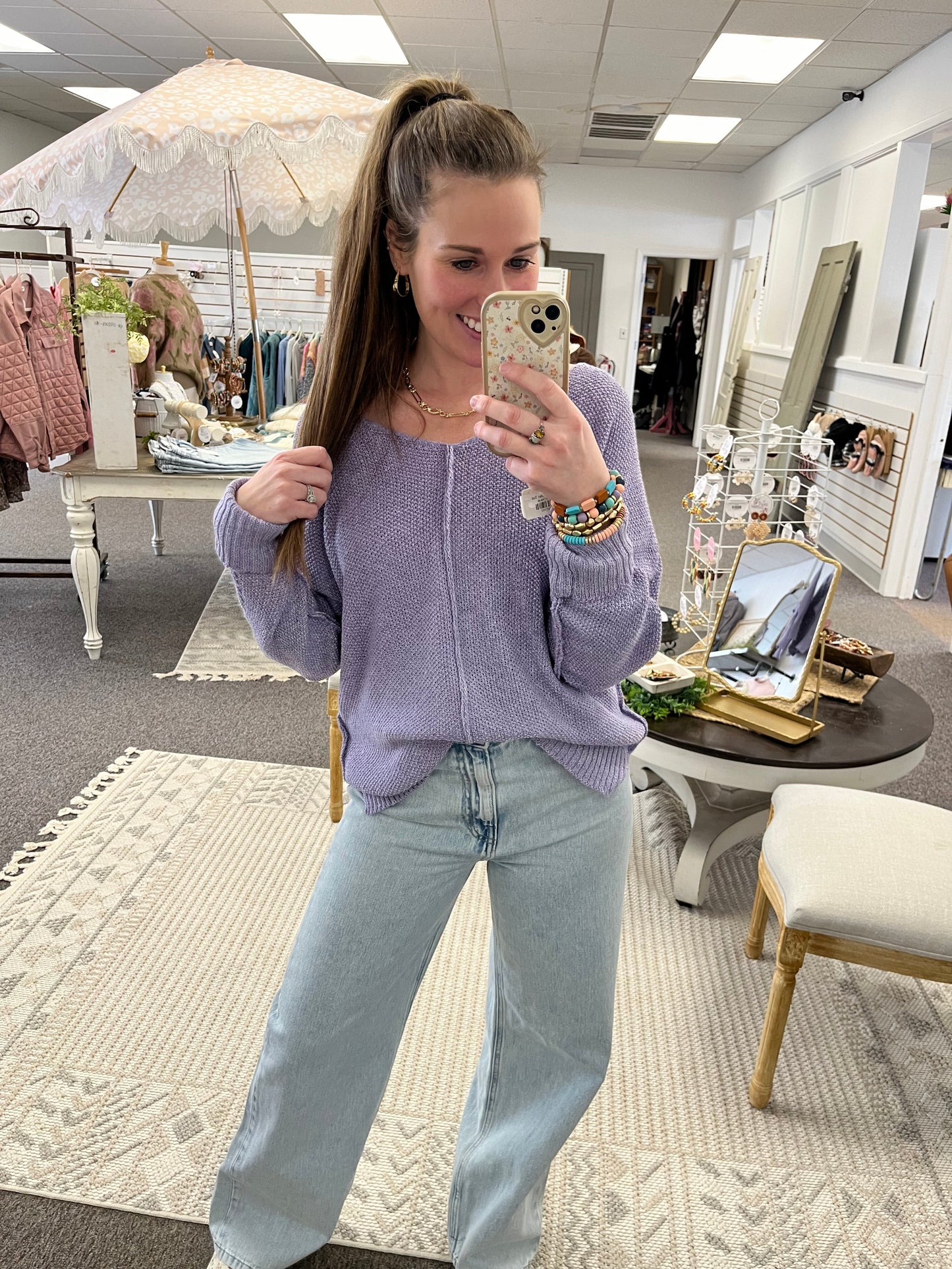 Lavender Breeze Hi-Low Sweater