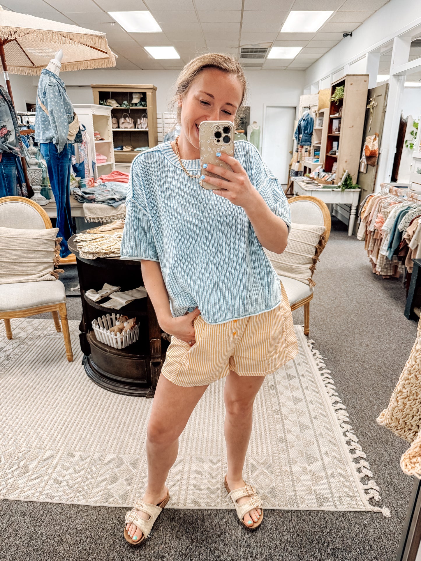 The Airy Blue Knit Top