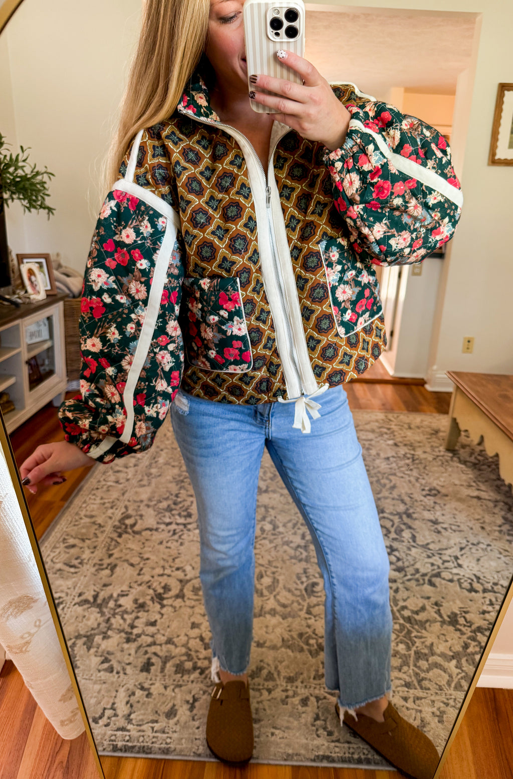 Vintage Patchwork Quilted Bomber Jacket