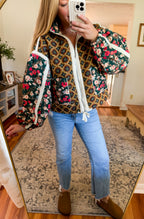 Vintage Patchwork Quilted Bomber Jacket