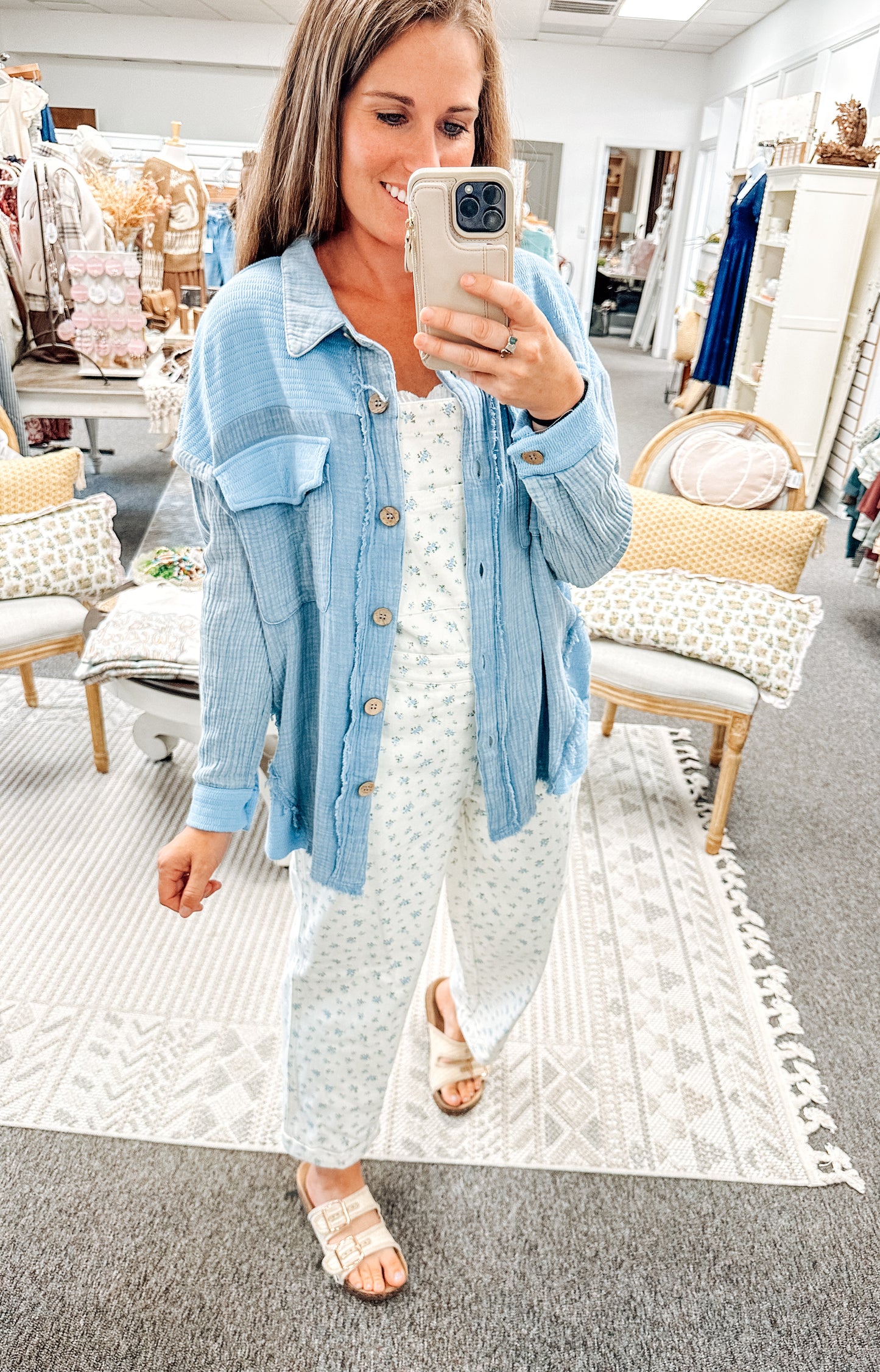 Muted Meadow Floral Overalls