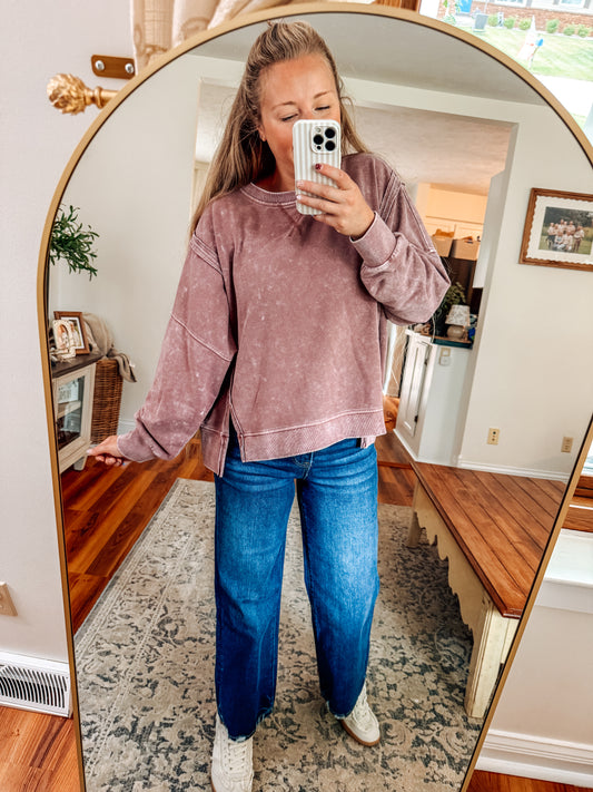 The Maroon Mood Acid Washed Pullover