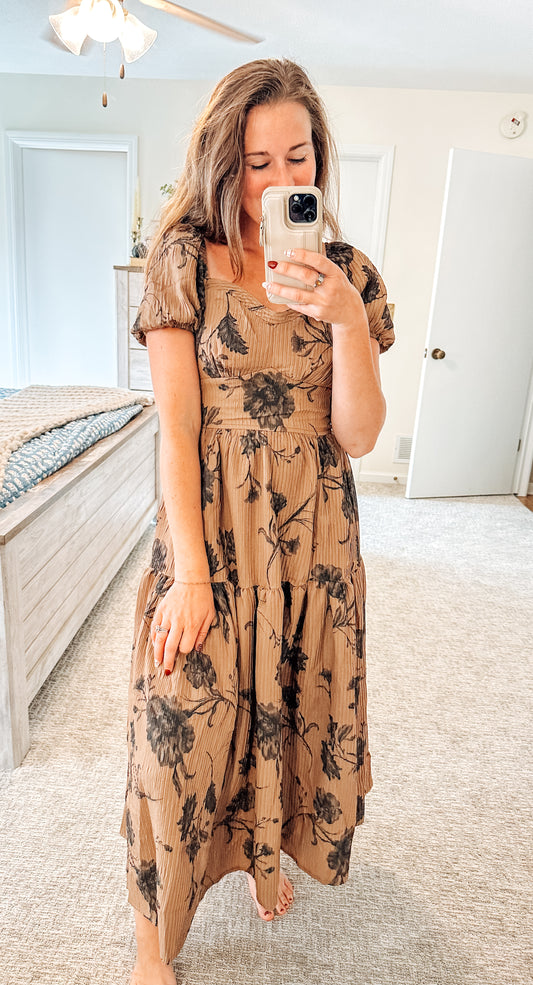 Evening Harvest Floral Midi Dress