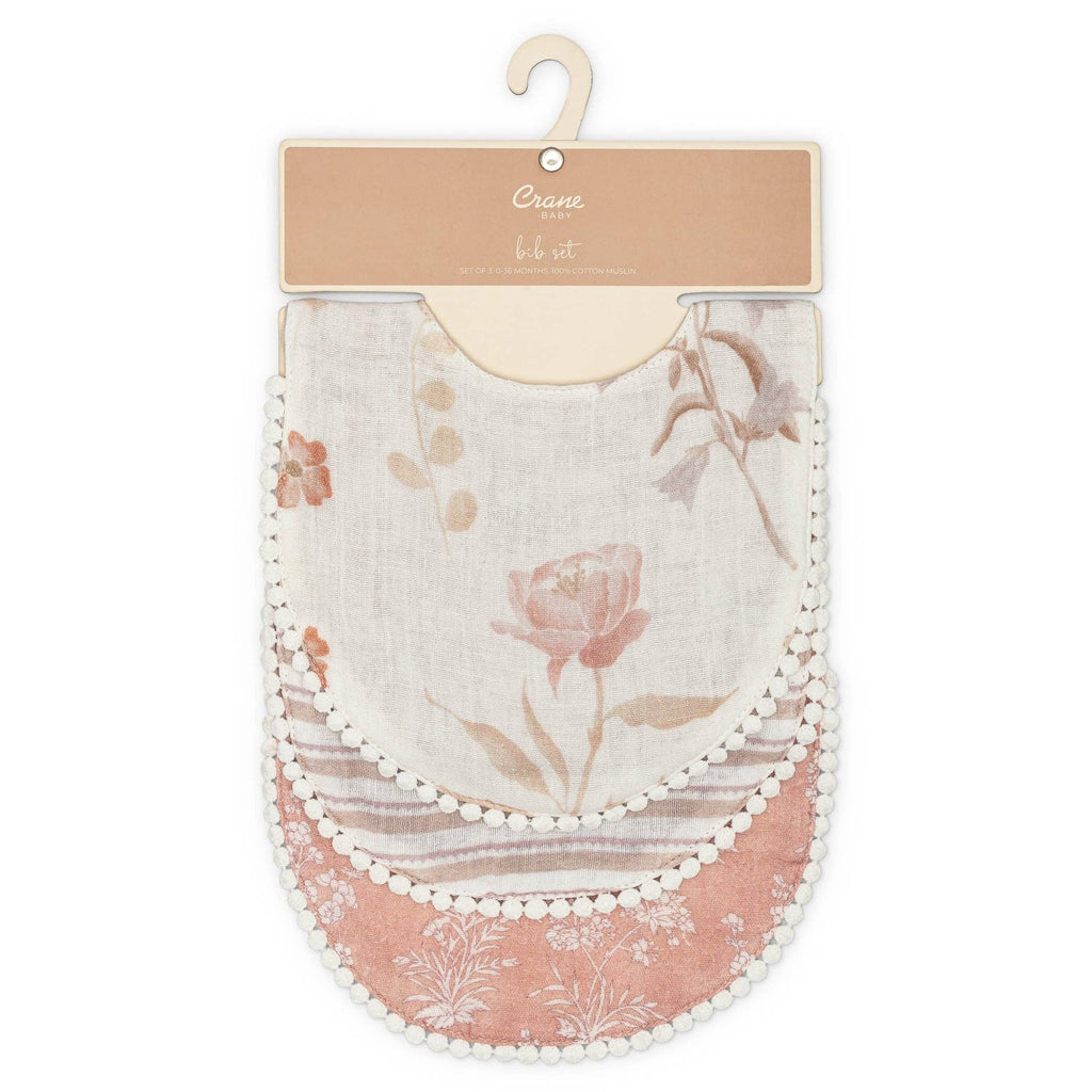 Violet Floral Cotton Baby Bib (3 Colors)