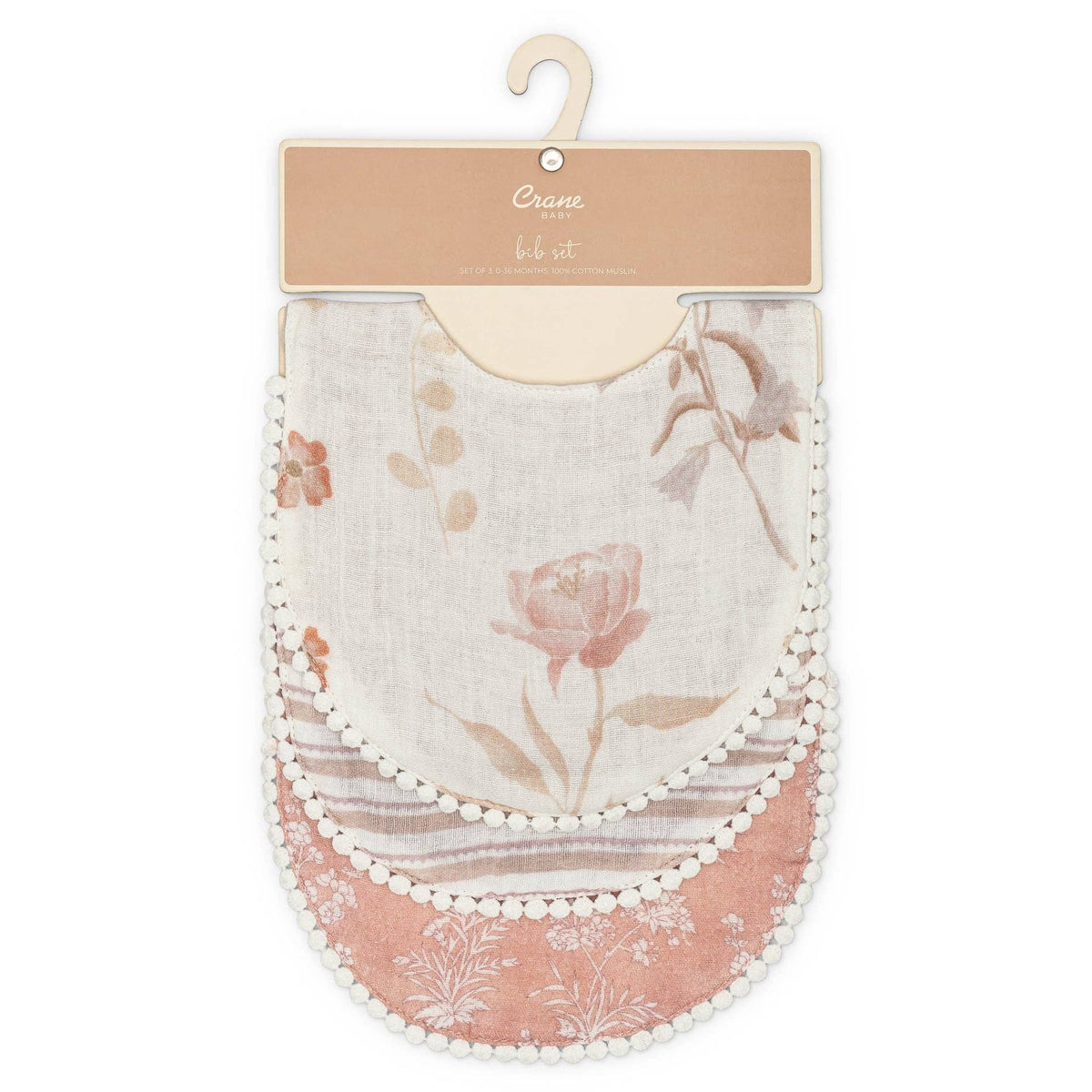 Violet Floral Cotton Baby Bib (3 Colors)