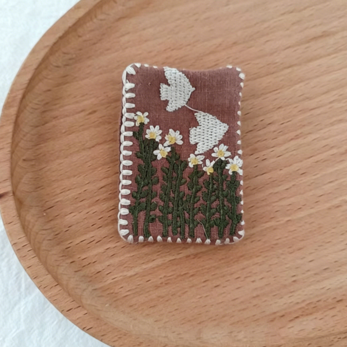 Floral Embroidery Literary Brooch