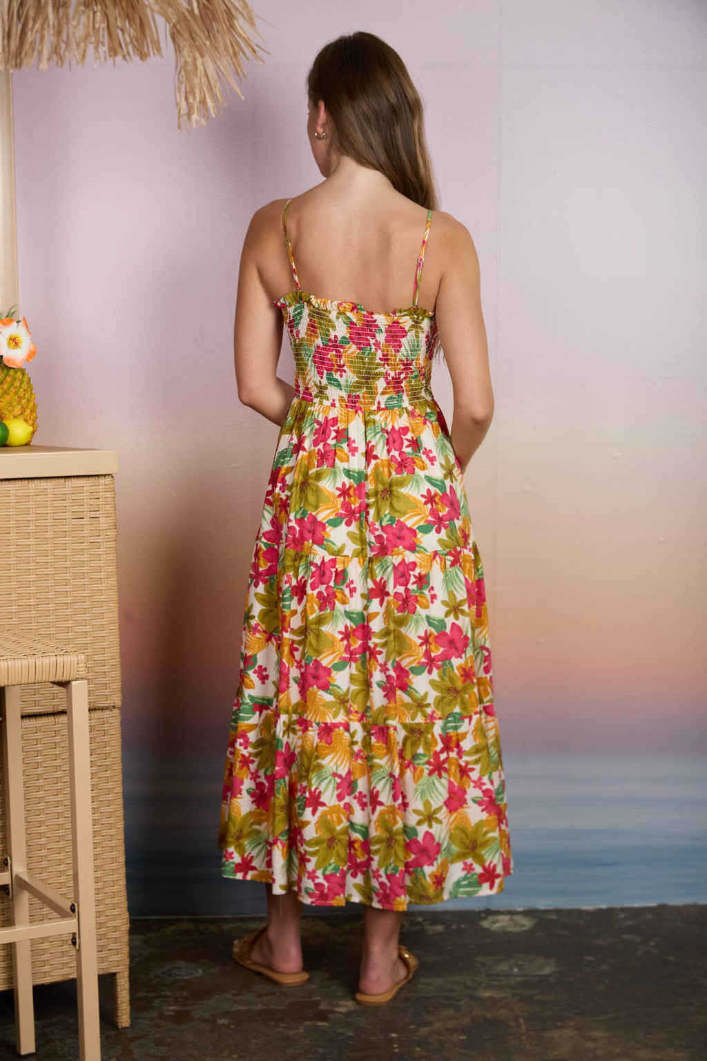 Tropical Fusion Spaghetti Strap Dress