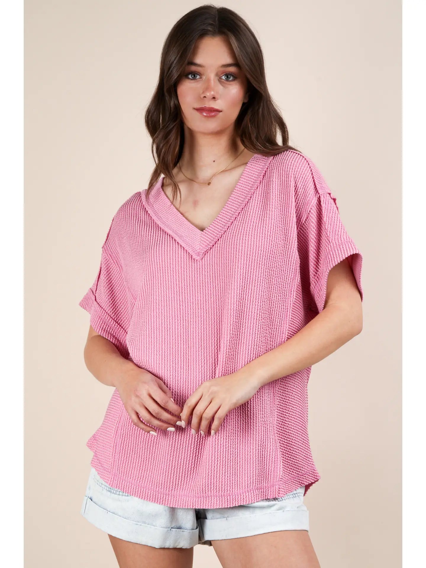 Pink in Poise Ribbed Top