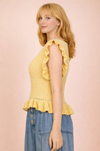 Sunshine Ruffled Sweater Knit Top