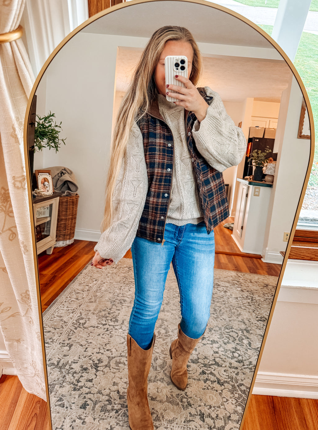 Small Town Charm Navy Plaid Vest