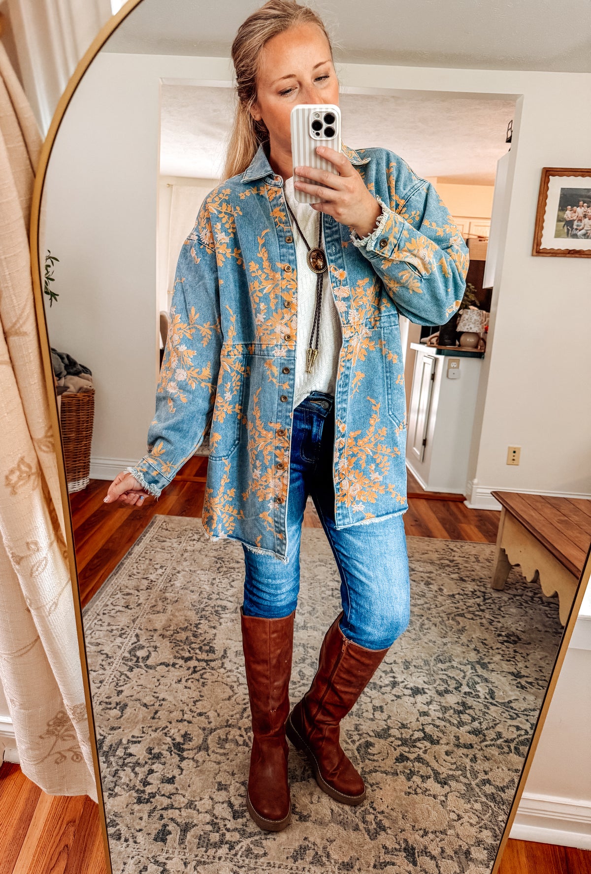 Denim in Bloom Floral Button Up