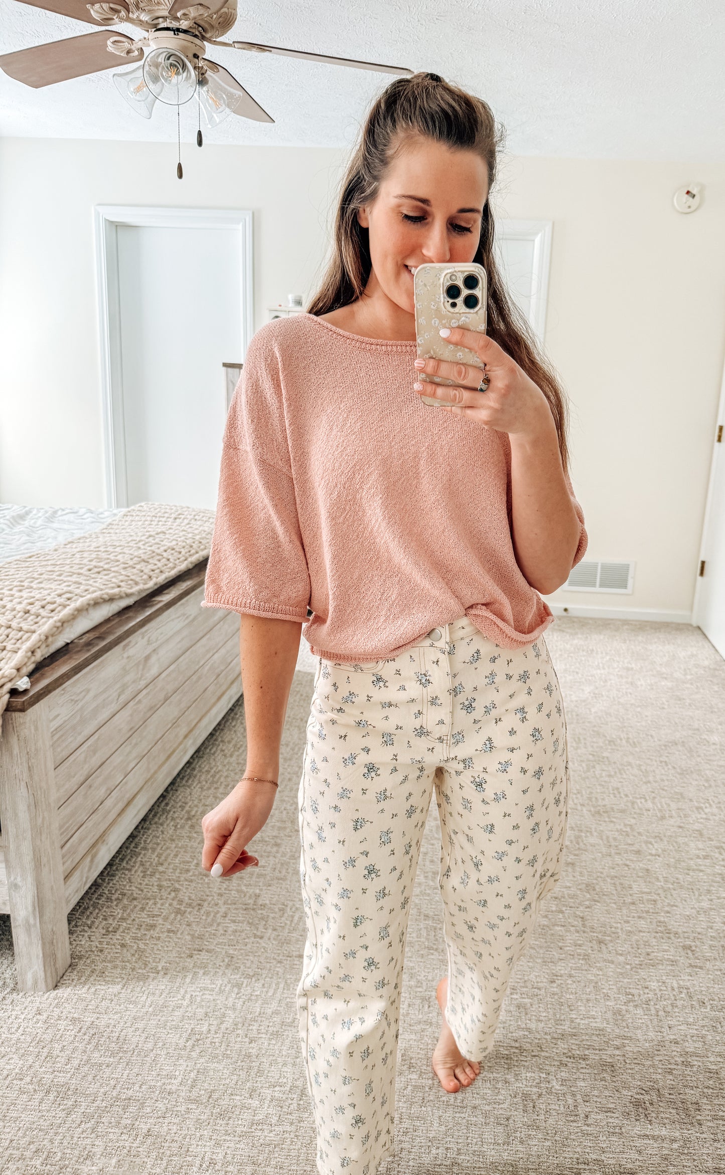 Poppin' in Spring Knit Top-Blush Pink