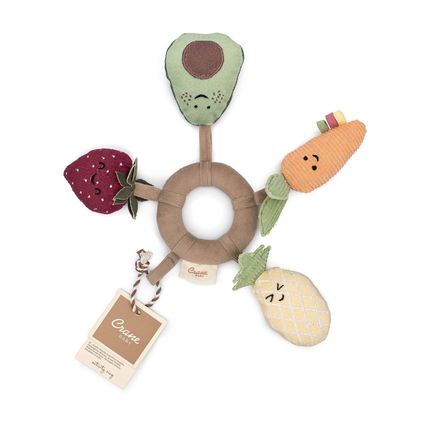Clementine Fruits & Veggies Soft Plush Activity Ring: Clementine Fruits & Veggies / White / Baby Toy