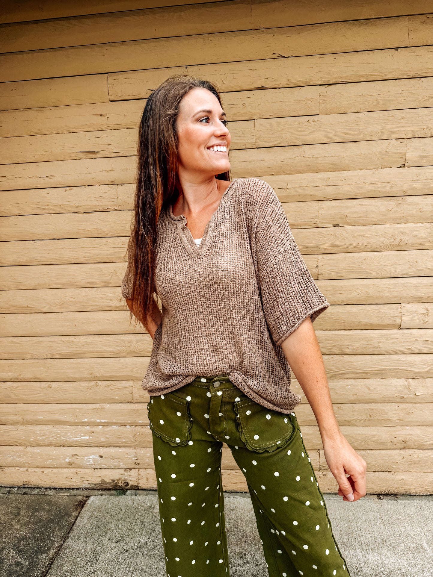 Meet me at the Coast Knit Top-Khaki