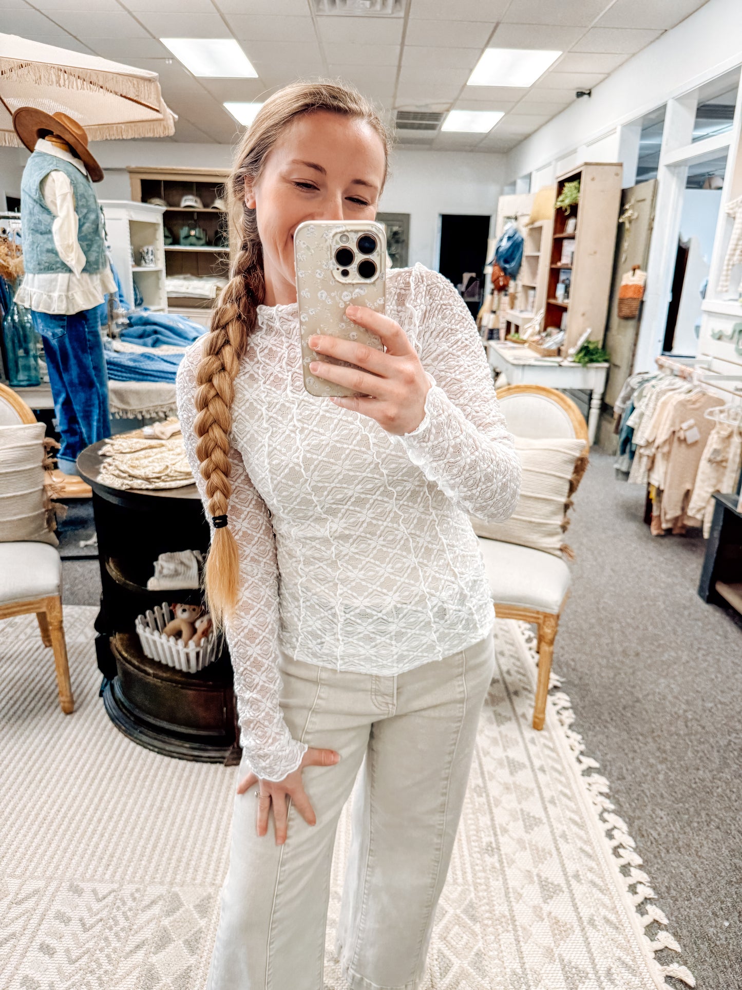 The Ivory Whisper Mesh Top