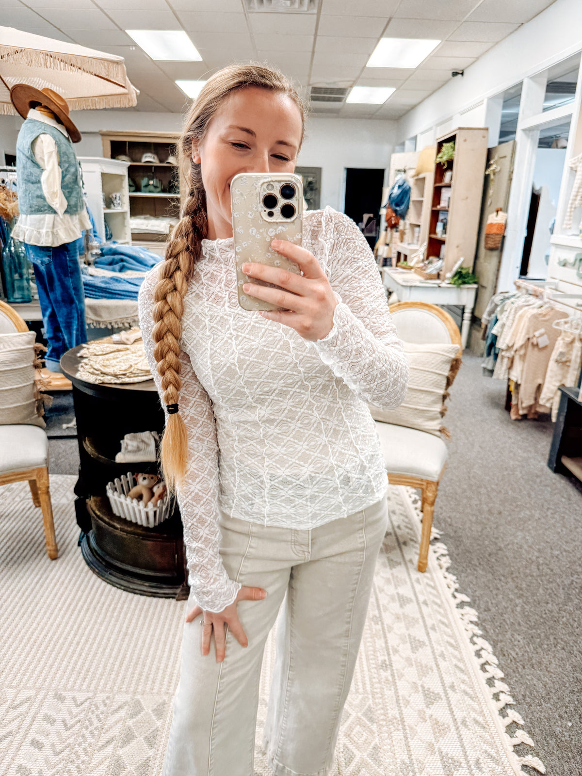 The Ivory Whisper Mesh Top
