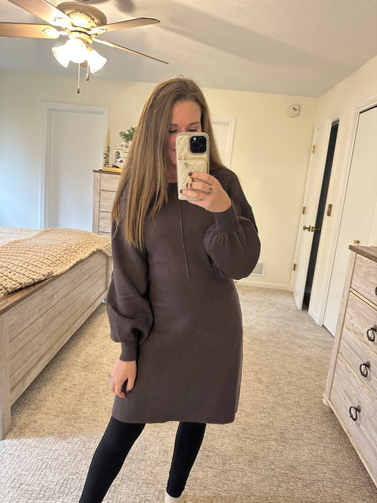 Timeless Knit Sweater Dress-Charcoal