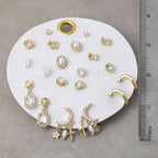 Baroque Pearl Bow & Moon Stud Earring Set