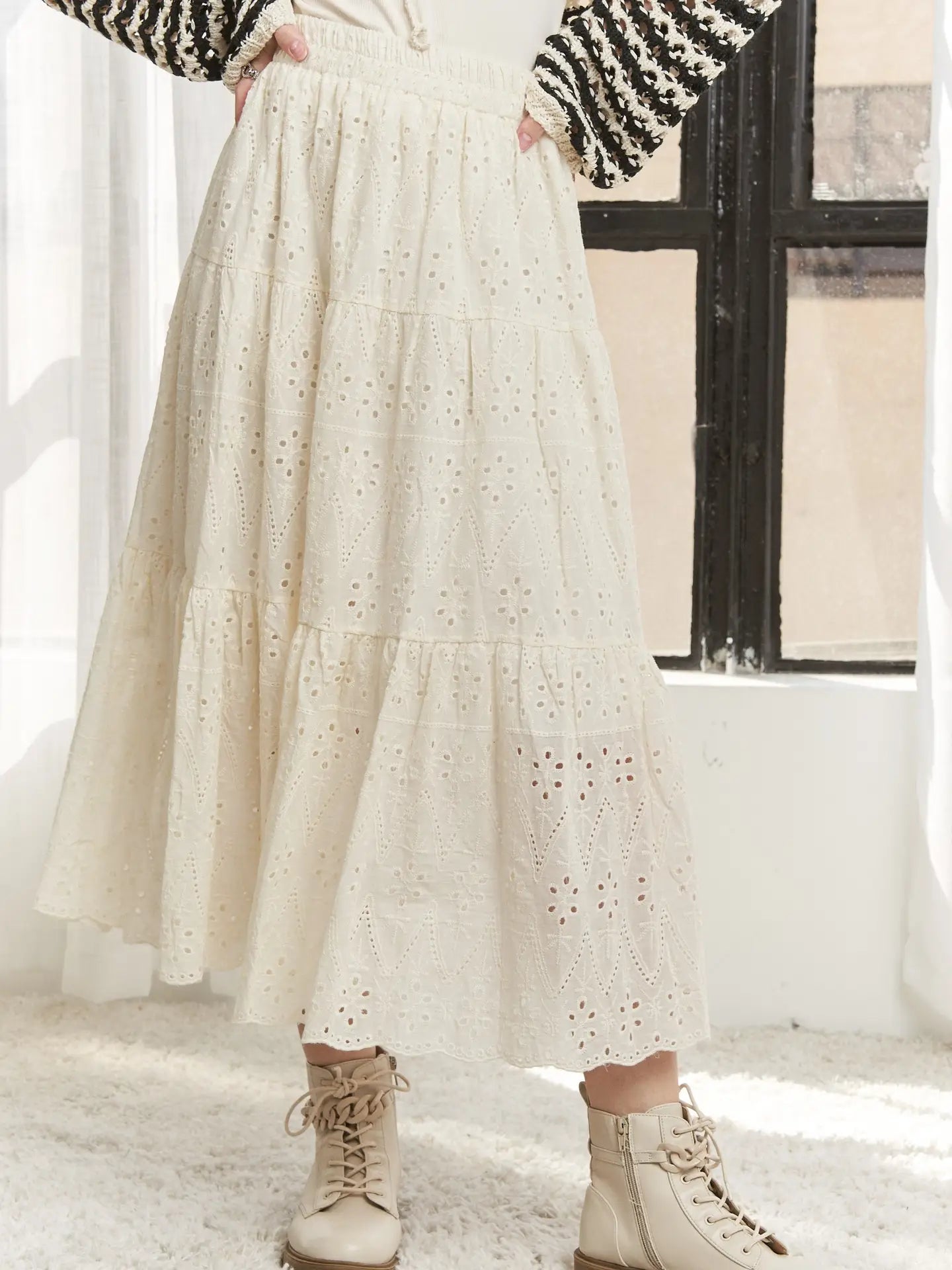 Softly Stitched Eyelet Skirt