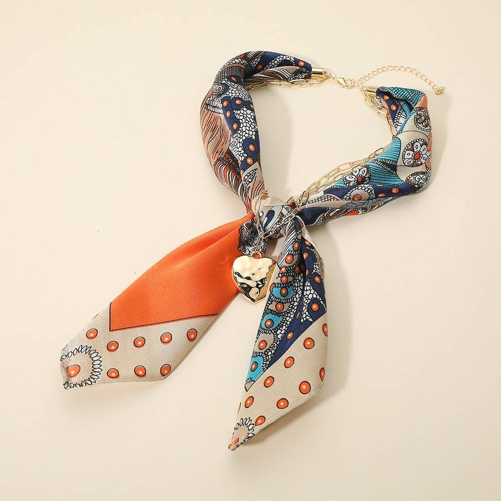 Bandana Scarf Layered Heart Necklace