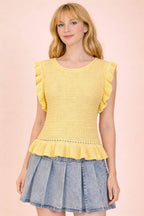 Sunshine Ruffled Sweater Knit Top