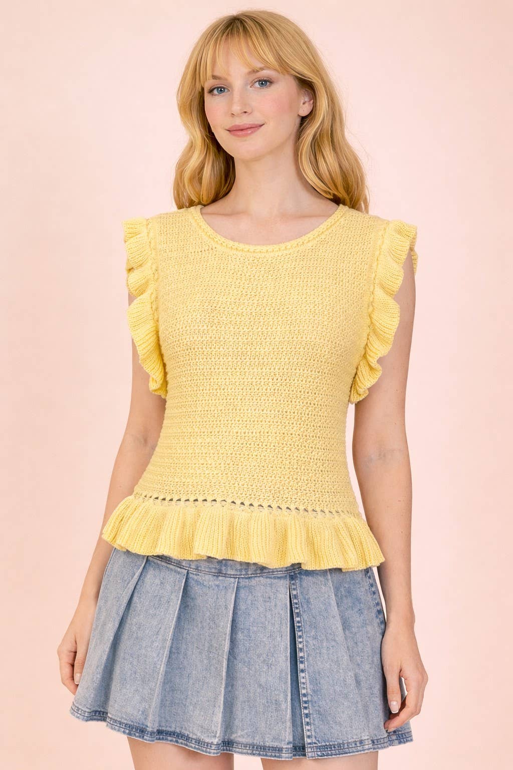Sunshine Ruffled Sweater Knit Top
