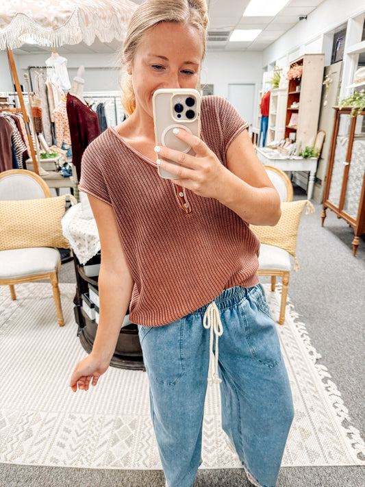 Bonfire Nights Henley Sweater Top (2 colors)