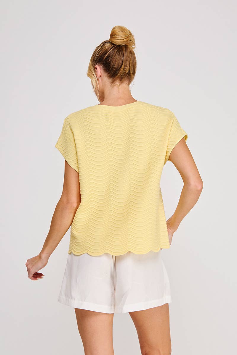 Banana Cream Scallop Knit Top