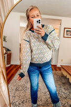 Diamond Floral Knit Sweater