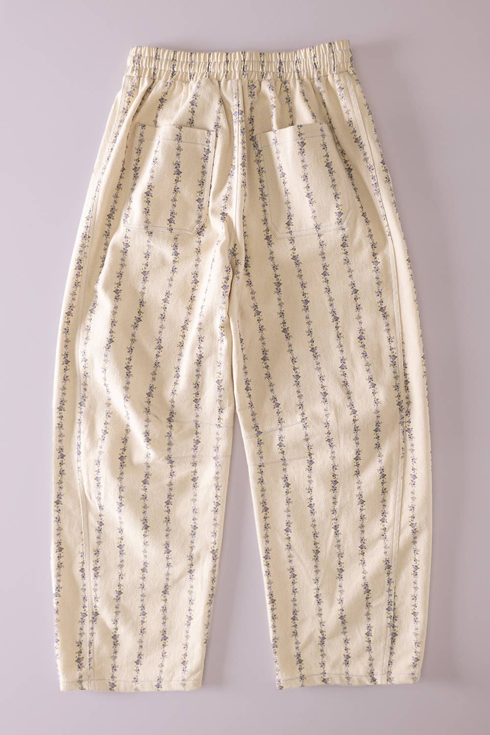 Vintage Print Barrel Pants-Lavendar